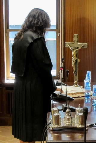 Iria López Carregal durante el acto de jura